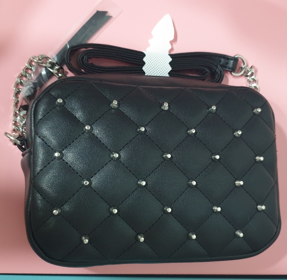 Rebecca Minkoff Black and Silver Quilted Crossbody Bag